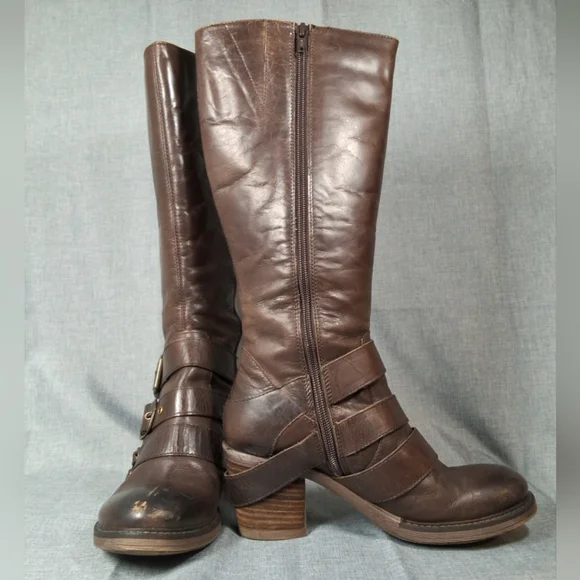 Matisse Renegade Brown Leather Riding Boots Women's 7M Buckles Distressed - Picture 5 of 11